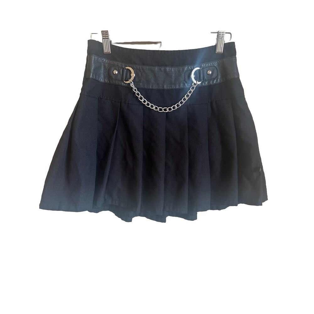 Royal Bones Skirt Womens Small Daang Goodman Black Pleated Mini Chain Punk Goth